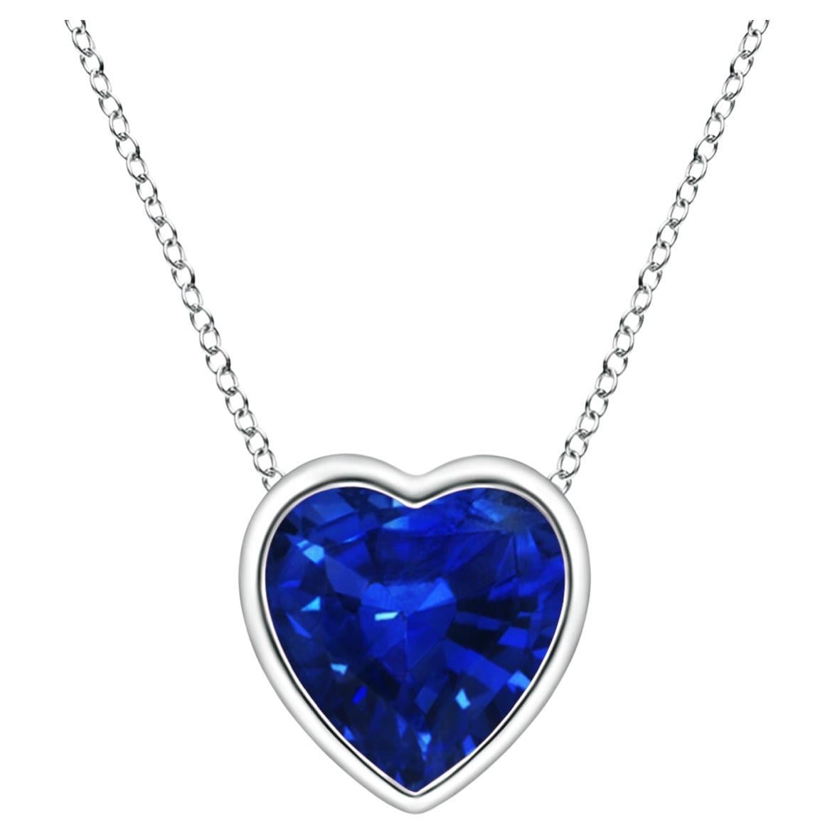 ANGARA Natural Solitaire Heart 0.48ct Blue Sapphire Pendant in 14K White Gold