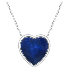 ANGARA Natural Solitaire Heart 0.85ct Blue Sapphire Pendant in 14K White Gold