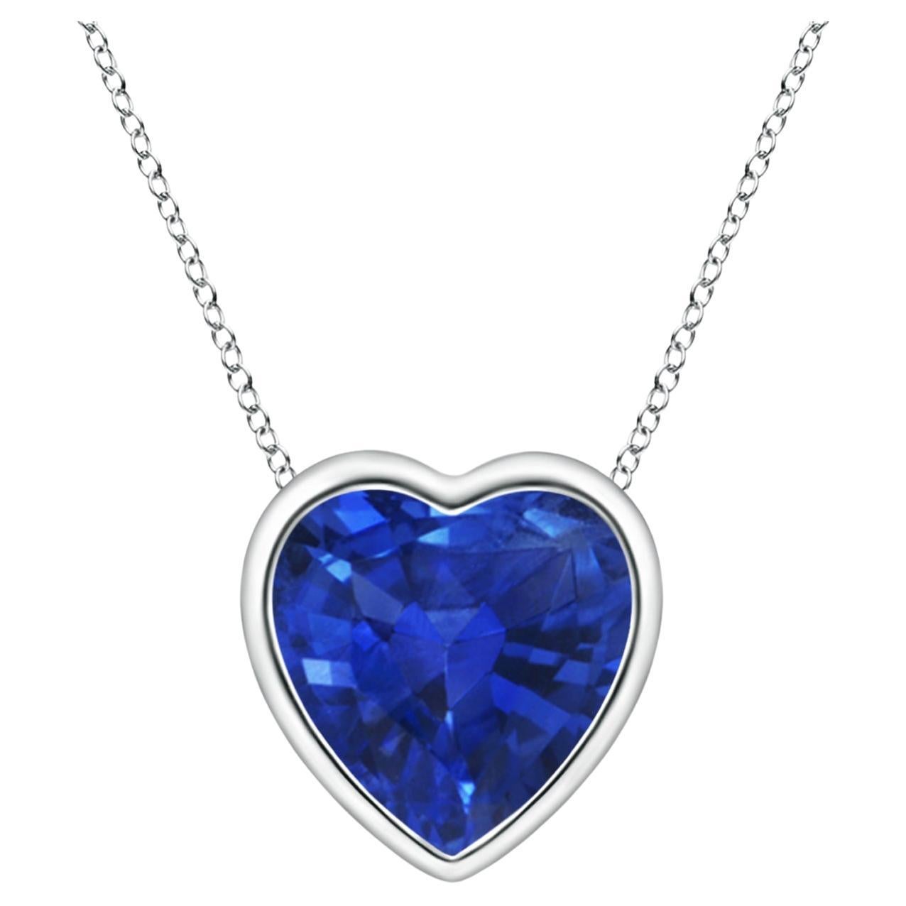 ANGARA Natural Solitaire Heart 0.85ct Blue Sapphire Pendant in 14K White Gold For Sale
