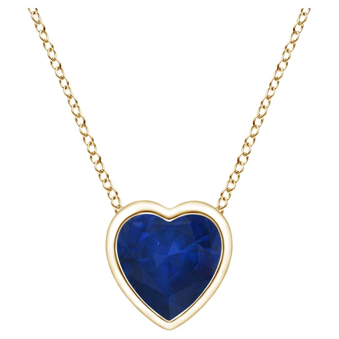 ANGARA Natural Solitaire Heart 0.30ct Blue Sapphire Pendant in 14K Yellow Gold For Sale