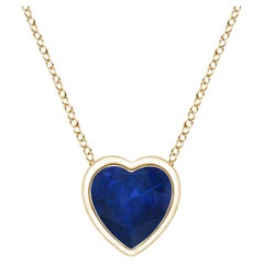 ANGARA Pendentif cœur solitaire naturel en or jaune 14 carats et saphir bleu 0,30 carat