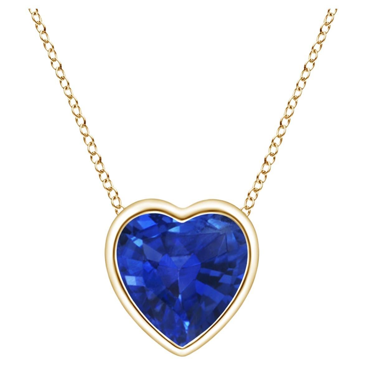 ANGARA Natural Solitaire Heart 0.48ct Blue Sapphire Pendant in 14K Yellow Gold For Sale