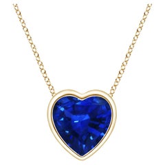 ANGARA Pendentif cœur solitaire naturel en or jaune 14 carats et saphir bleu 0,48 carat