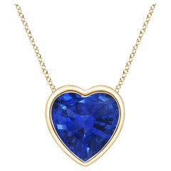 ANGARA Pendentif cœur solitaire naturel en or jaune 14 carats et saphir bleu 0,85 carat