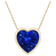 ANGARA Pendentif cœur solitaire naturel en or jaune 14 carats et saphir bleu 0,85 carat