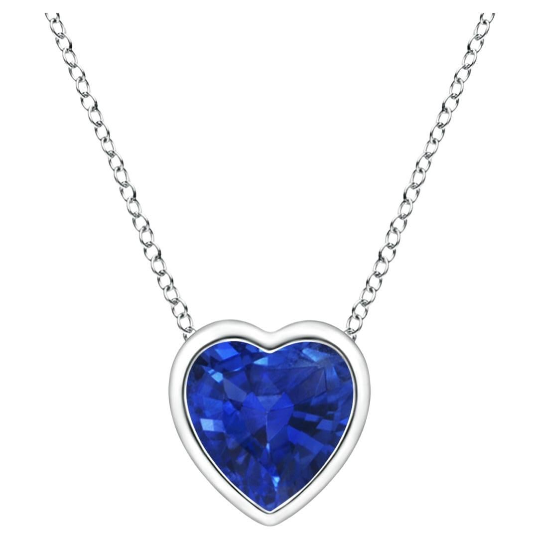 ANGARA Natural Solitaire Heart 0.30ct Blue Sapphire Pendant in Platinum For Sale