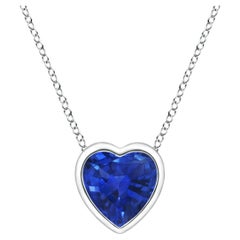 ANGARA Natural Solitaire Heart 0.30ct Blue Sapphire Pendant in Platinum
