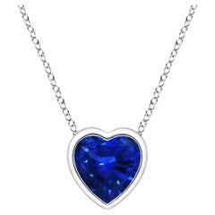 ANGARA Natural Solitaire Heart 0.30ct Blue Sapphire Pendant in Platinum