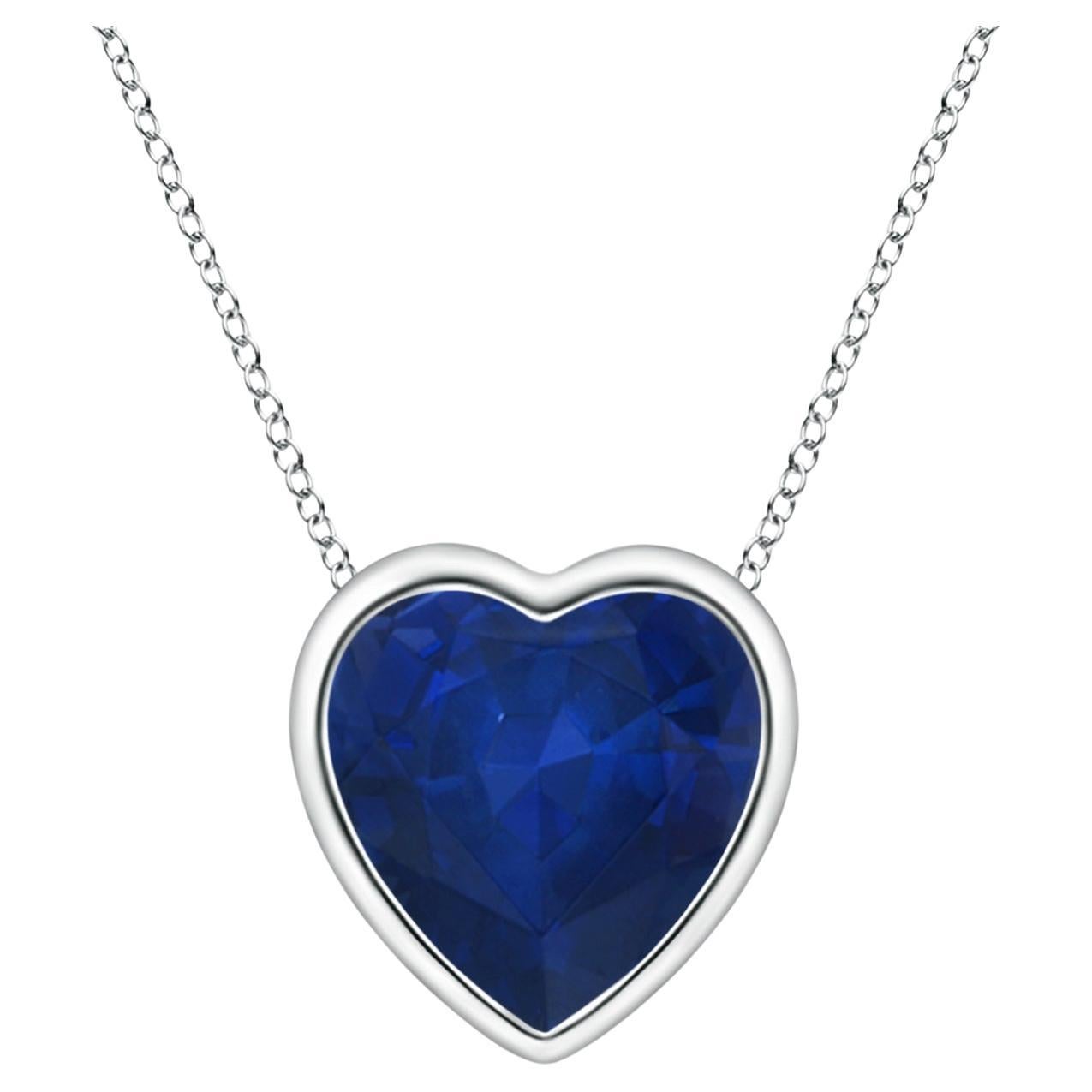 ANGARA Natural Solitaire Heart 0.85ct Blue Sapphire Pendant in Platinum  For Sale
