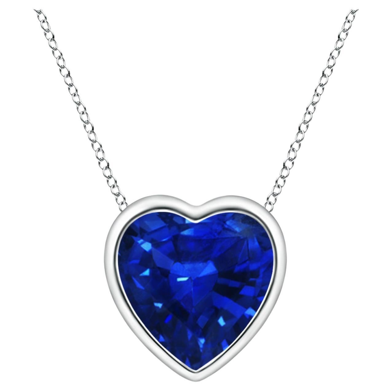 ANGARA Natural Solitaire Heart 0.85ct Blue Sapphire Pendant in Platinum For Sale