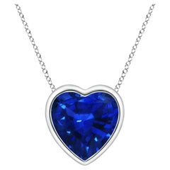 ANGARA Natural Solitaire Heart 0.85ct Blue Sapphire Pendant in Platinum