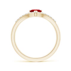 Angara natürlichen Solitär Herz Rubin und Diamant Chevron Ring in 14K massivem Gold