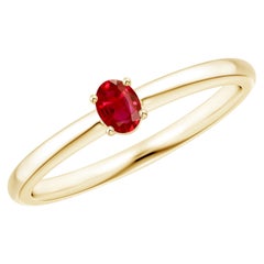 Anello Promessa con rubino ovale solitario naturale da 0,20 carati in oro giallo 14 carati di ANGARA