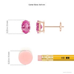 Angara Natural Solitaire Oval 1.1 ct Pink Sapphire Stud Earrings in 14K Gold