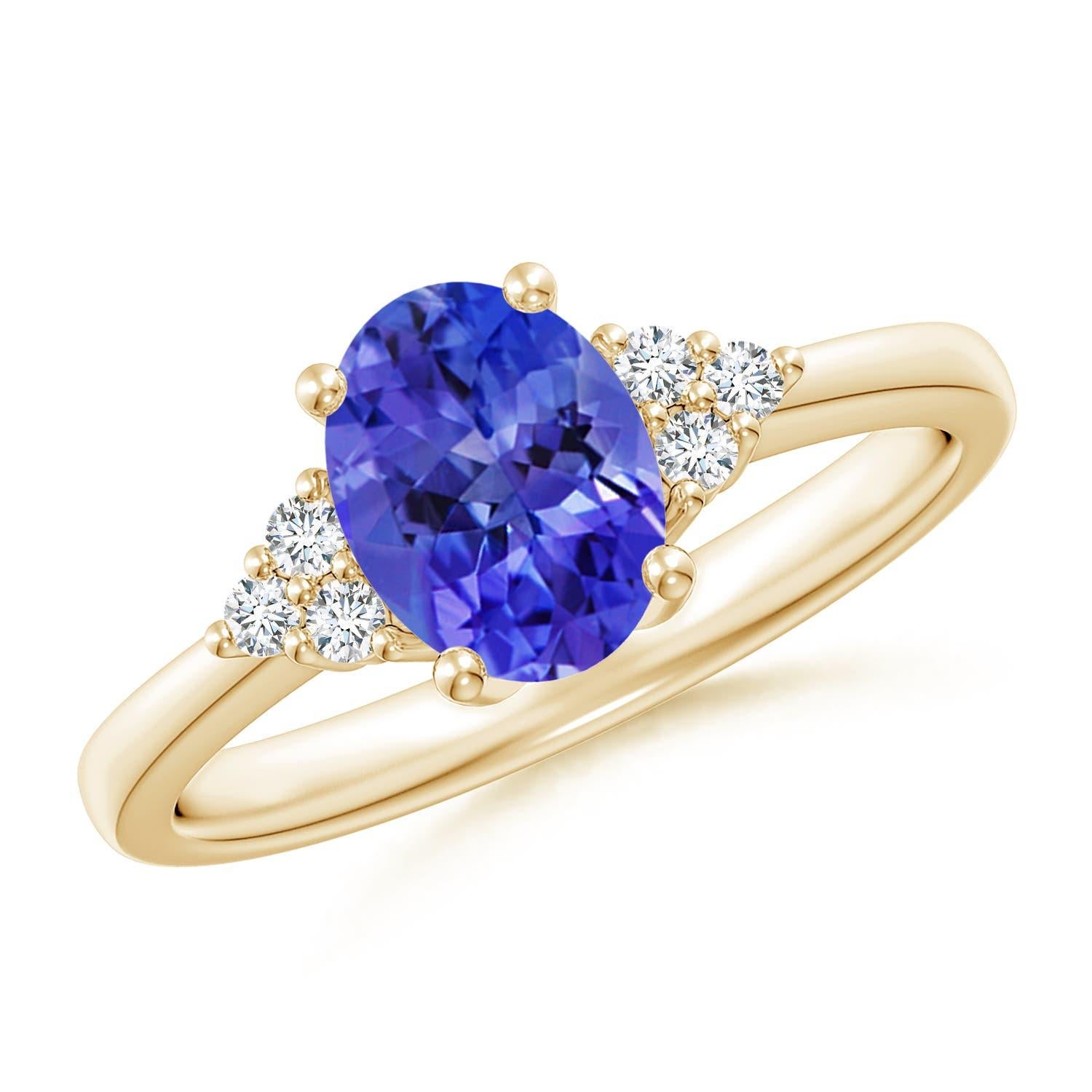 Angara natürlichen Solitär Oval 1,25 ct Tanzanite Versprechen Ring in 14K massivem Gold Damen im Angebot