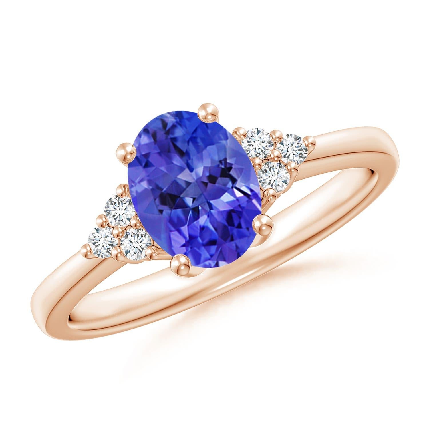 Angara natürlichen Solitär Oval 1,25 ct Tanzanite Versprechen Ring in 14K massivem Gold im Angebot 1