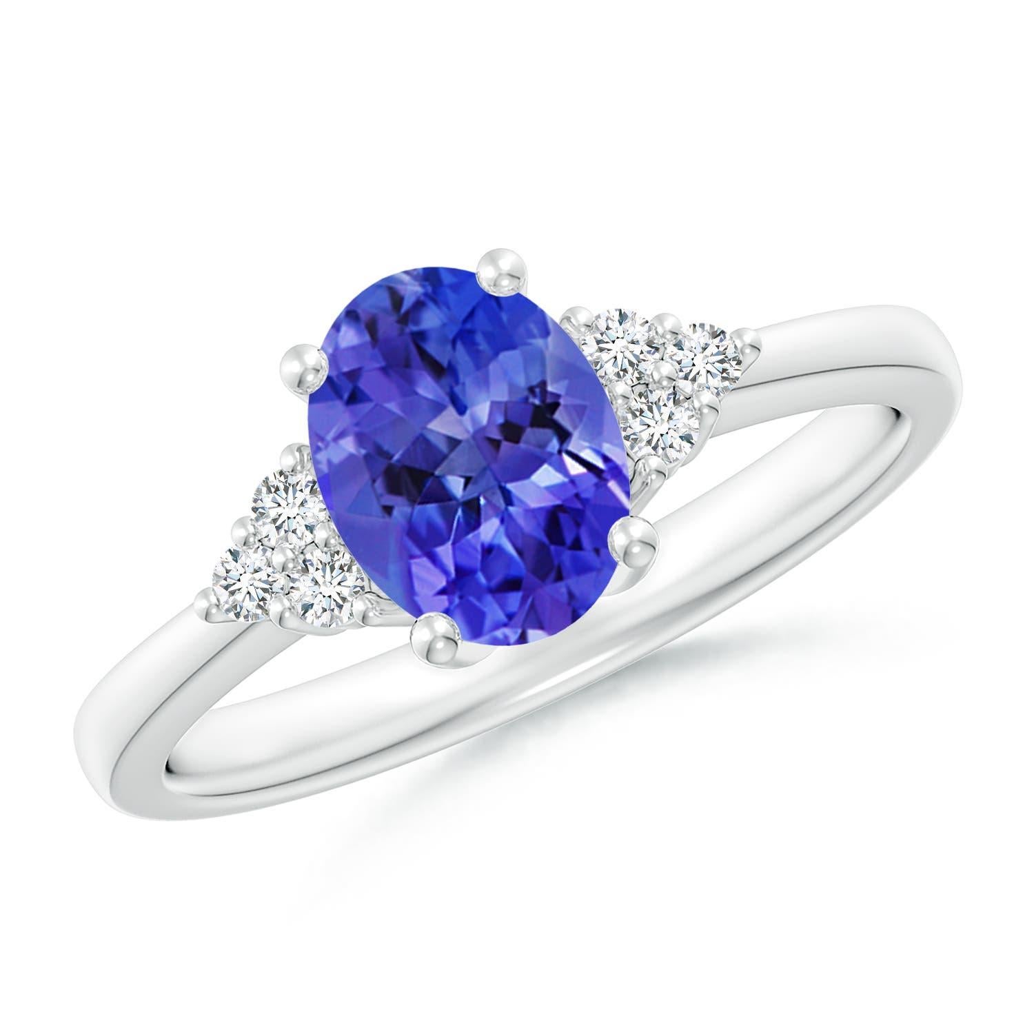 Angara Natural Solitaire Oval 1.25 ct Tanzanite Promise Ring in 14K Solid Gold