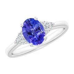 Anello di promessa con tanzanite ovale solitario naturale da 1,25 carati di Angara in oro massiccio 14K