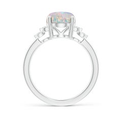Anello Angara Natural Solitaire Oval 1.45 ct Opale e Diamante in oro massiccio 14K