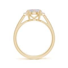 Angara Natural Solitaire Oval 1.45 ct Opal and Diamond Ring in 14K Solid Gold