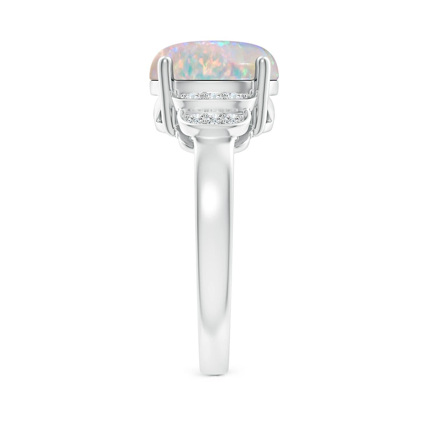 Angara natürlichen Solitär Oval 1,45 ct Opal und Diamant-Ring in 14K Solid Gold (Ovalschliff) im Angebot