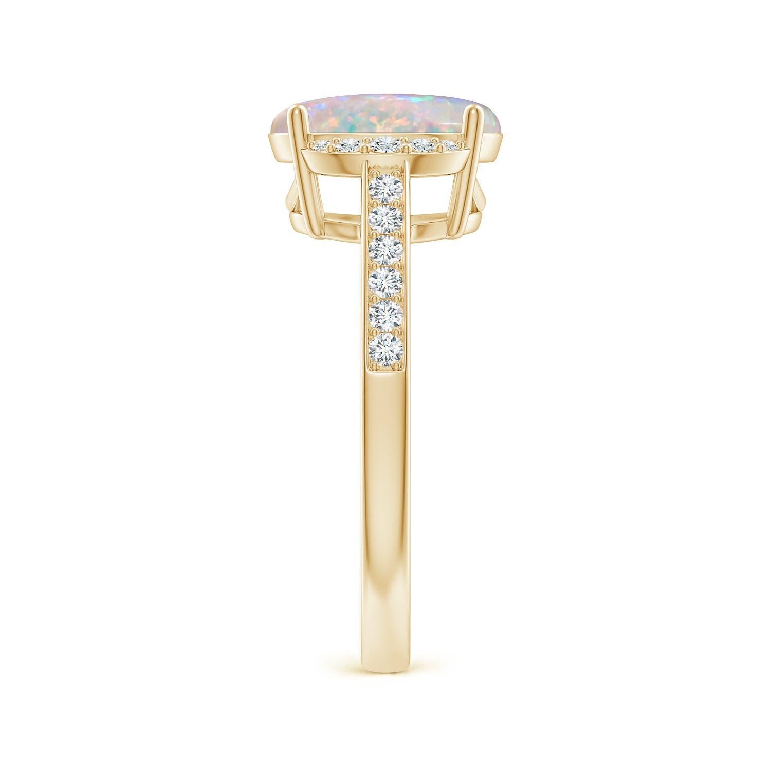 Angara natürlichen Solitär Oval 1,45 ct Opal und Diamant-Ring in 14K Solid Gold im Zustand „Neu“ im Angebot in Los Angeles, CA