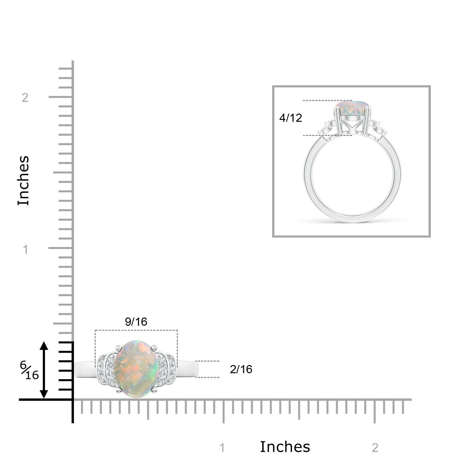 Angara natürlichen Solitär Oval 1,45 ct Opal und Diamant-Ring in 14K Solid Gold Damen im Angebot