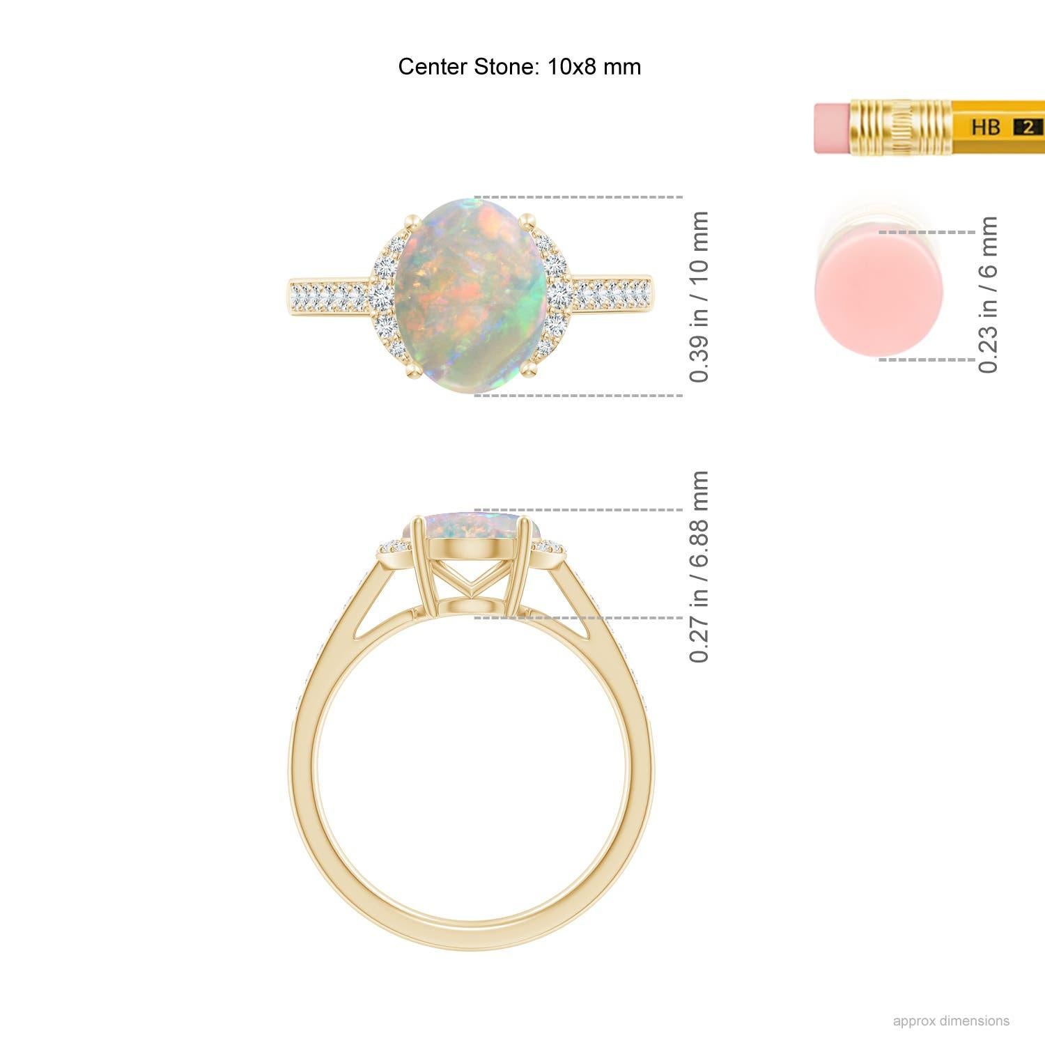 Angara natürlichen Solitär Oval 1,45 ct Opal und Diamant-Ring in 14K Solid Gold Damen im Angebot