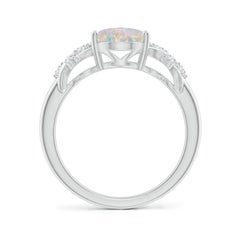 Angara Natural Solitaire Oval 1.45 ct Opal Ring with Diamonds in 14K Solid Gold