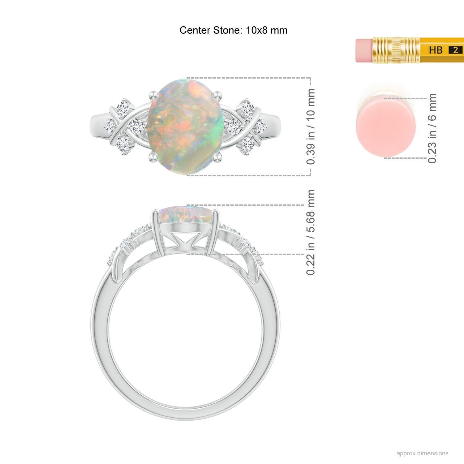 Angara natürlichen Solitär Oval 1,45 ct Opal Ring mit Diamanten in 14K Solid Gold im Zustand „Neu“ im Angebot in Los Angeles, CA