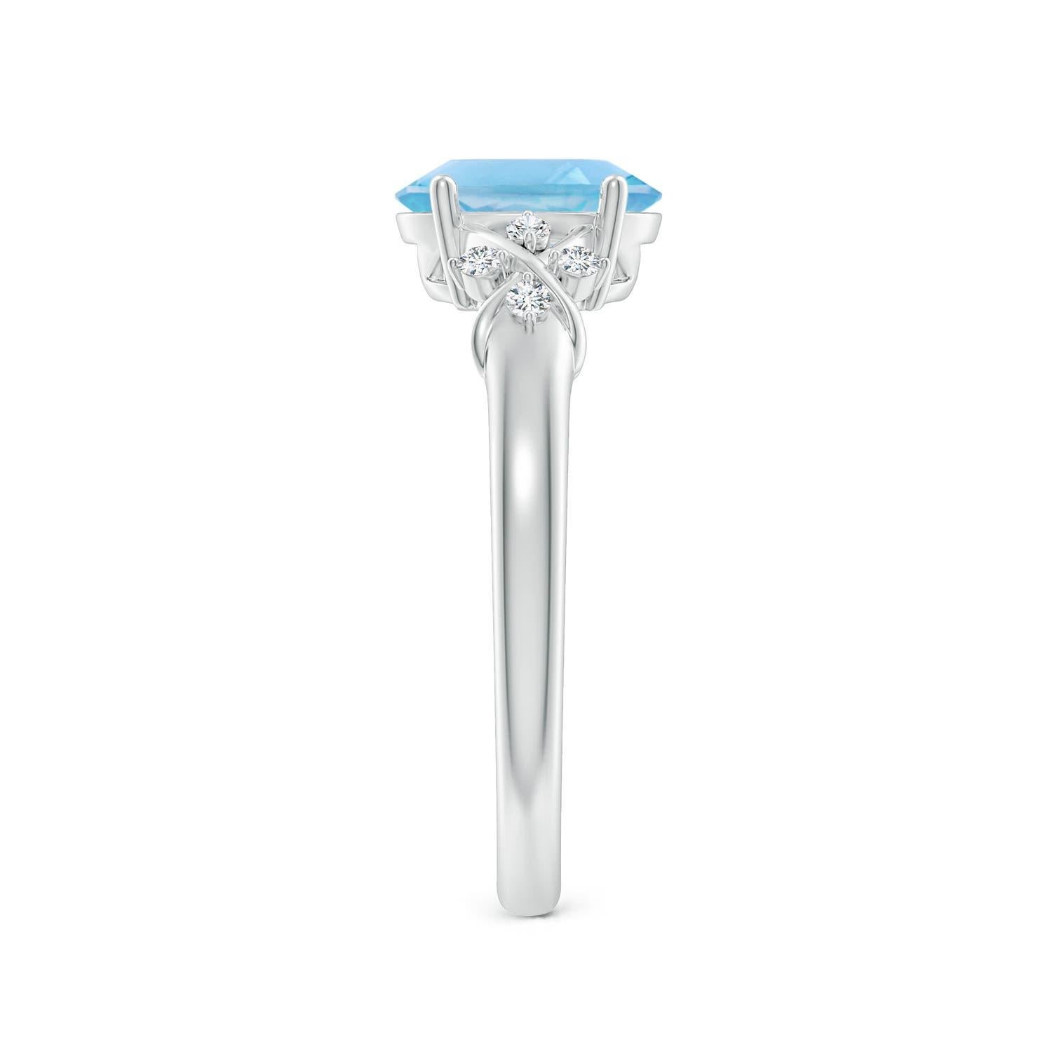 Donna Anello Angara Natural Solitaire Oval 1.5 ct Swiss Blue Topaz & Diamond in oro 14K in vendita