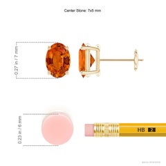 Angara Natural Solitaire Oval 2 ct Orange Sapphire Stud Earrings in 14K Gold