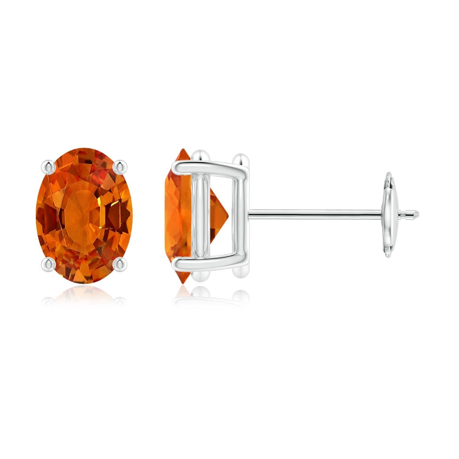Taille ovale Angara - Boucles d'oreilles saphir orange ovale 2 ct solitaire naturel en or 14K en vente