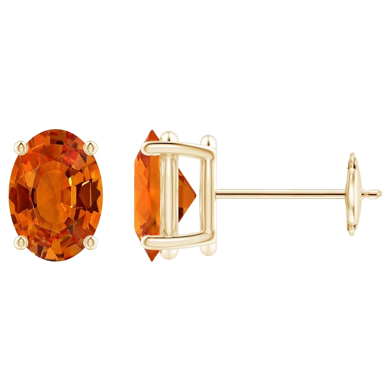 Angara Orecchini con zaffiro arancione ovale solitario naturale da 2 carati in oro 14K