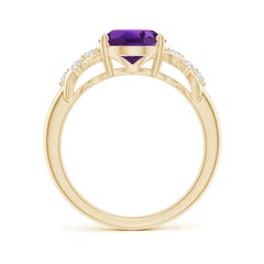 Angara natürlichen Solitär Oval 2,28 ct Amethyst Ring mit Diamanten 14K Solid Gold
