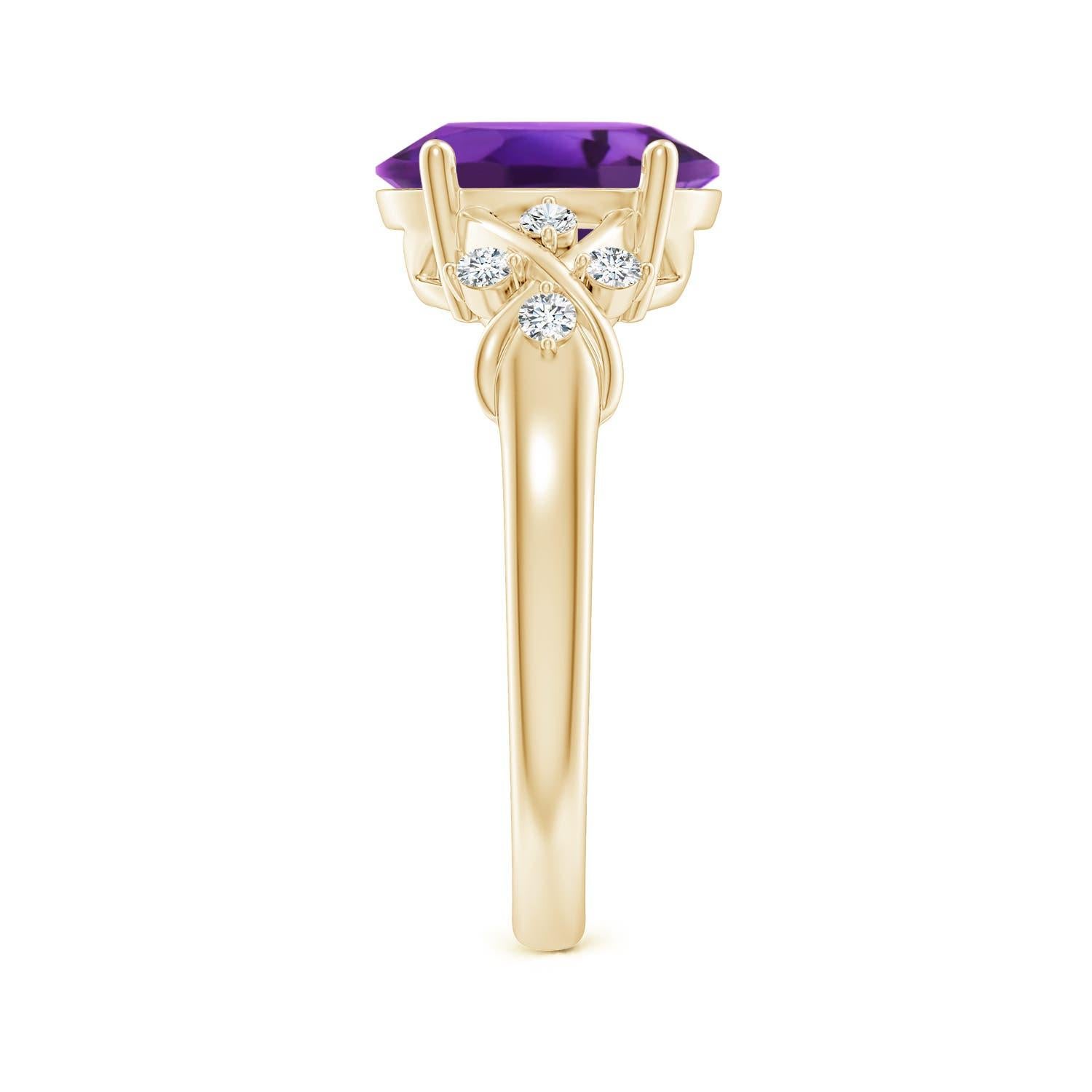 Angara natürlichen Solitär Oval 2,28 ct Amethyst Ring mit Diamanten 14K Solid Gold (Ovalschliff) im Angebot