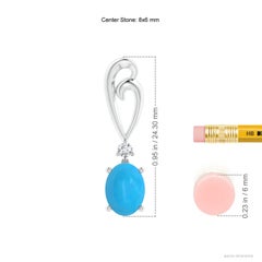Boucles d'oreilles pendantes en or 14K avec solitaire Nature et turquoise ovale de 2,3 ct