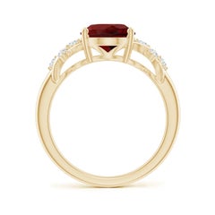 Angara Natural Solitaire Oval 2.95ct Garnet Ring with Diamonds in 14K Solid Gold