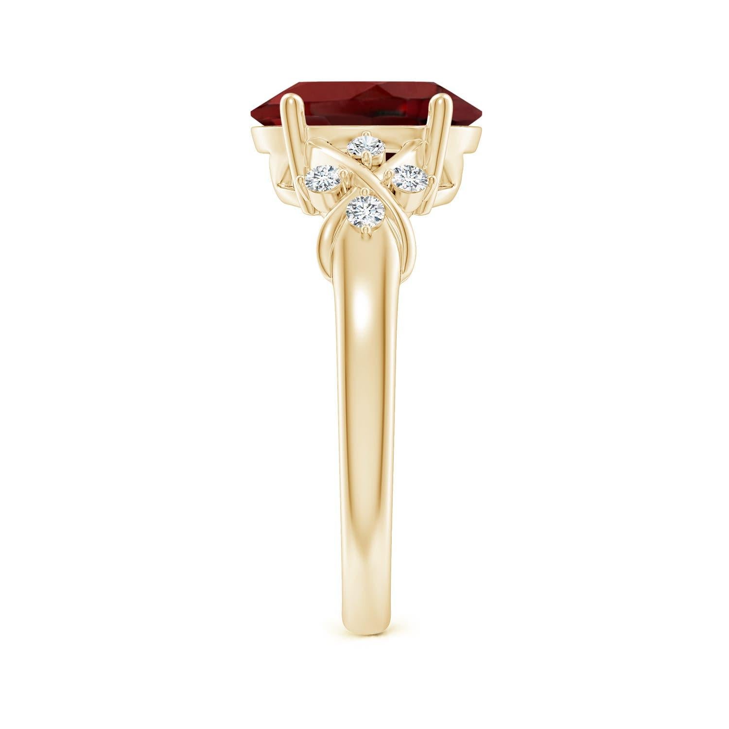 Angara Natural Solitaire Oval 2.95ct Garnet Ring with Diamonds in 14K Solid Gold In New Condition For Sale In Los Angeles, CA