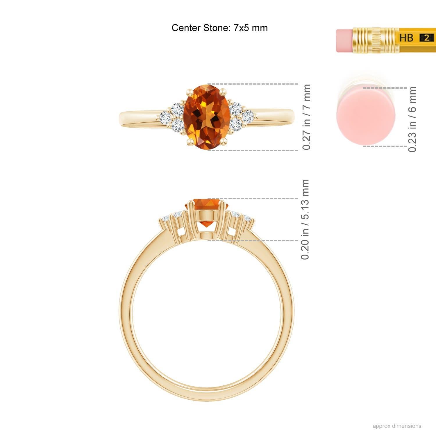 De las mujeres Anillo Angara de Citrino Ovalado Solitario Natural con Acento de Diamante en Oro Macizo de 14K en venta