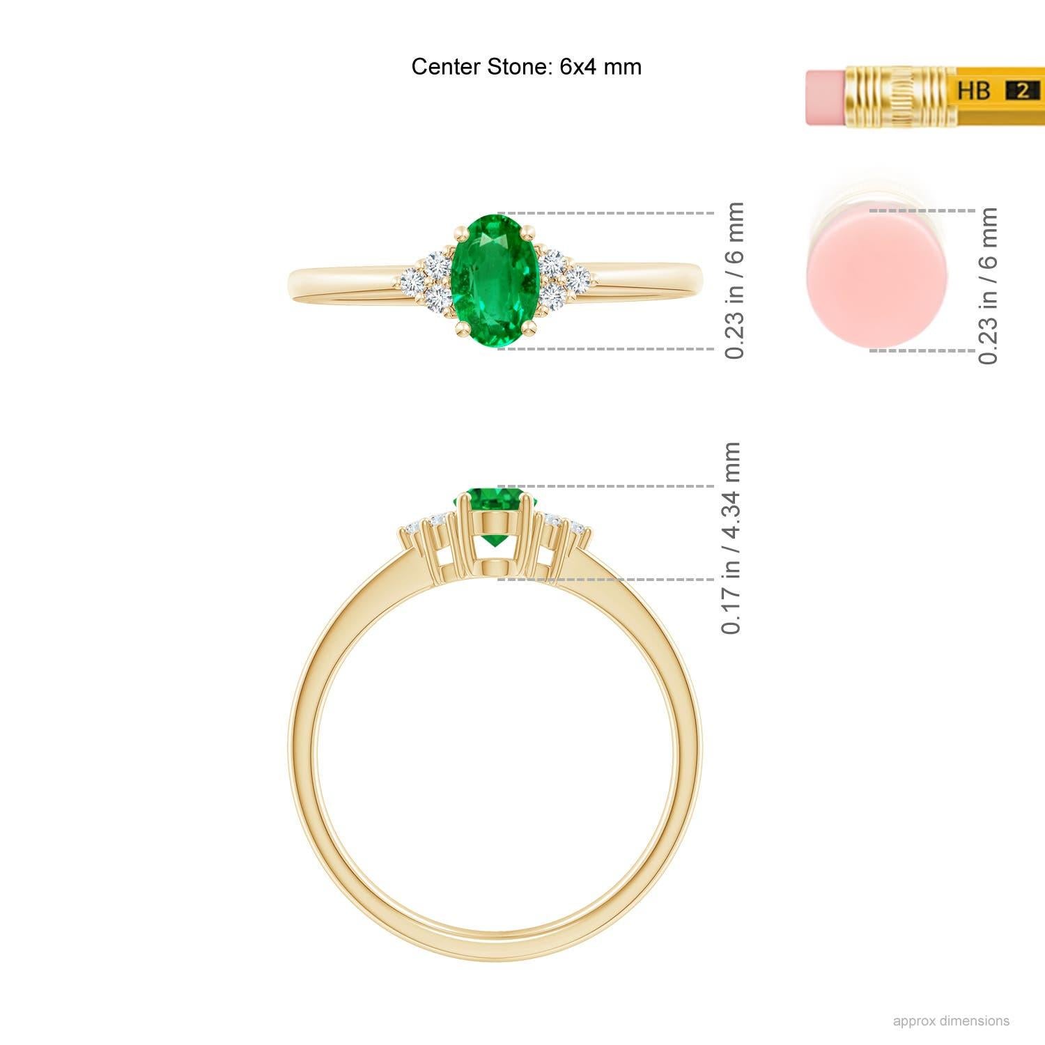 Anello Angara con smeraldo ovale solitario naturale e accenti di diamanti in oro massiccio 14 carati in vendita 1