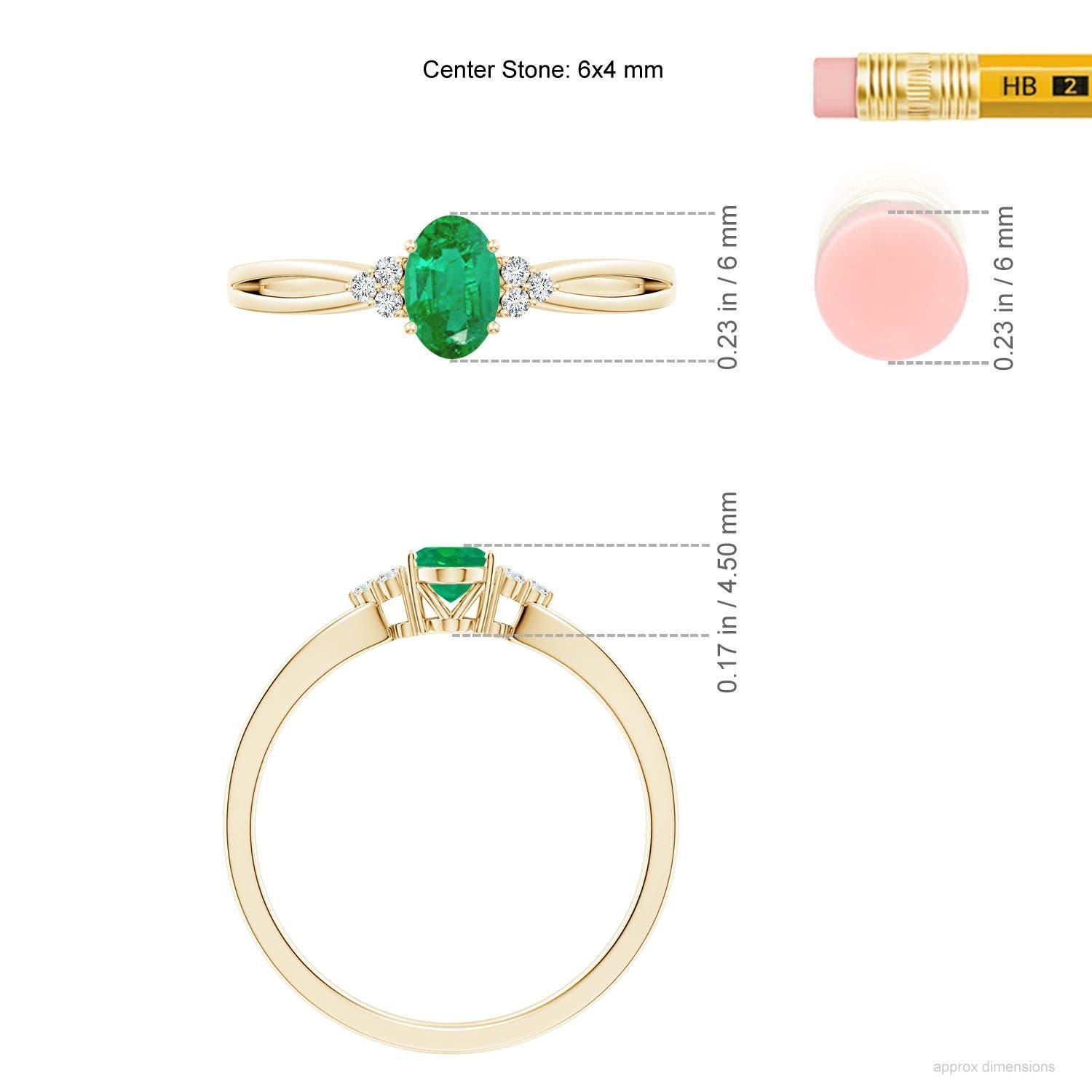 De las mujeres Anillo de compromiso Angara de oro de 14 quilates con solitario natural y esmeralda ovalada de vástago partido en venta