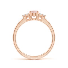 Angara Natural Solitaire Oval Morganite Ring with Diamond in 14K Solid Gold