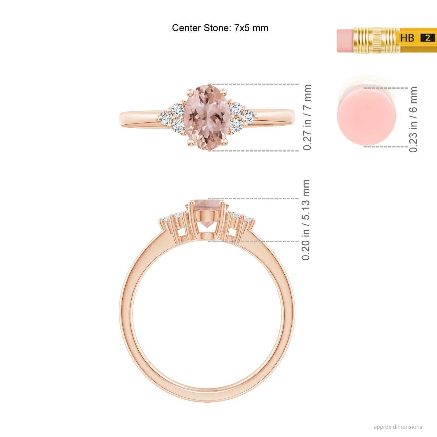 Angara natürlichen Solitär Oval Morganit Ring mit Diamant in 14K massivem Gold im Angebot 1