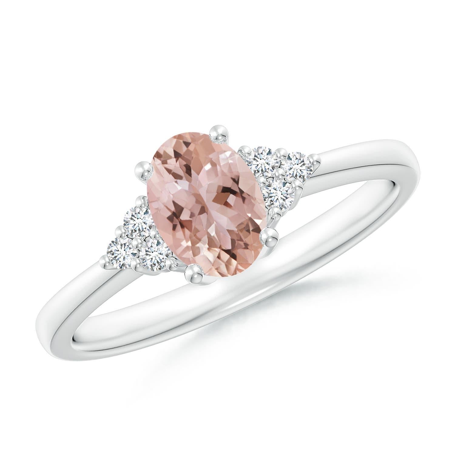 Angara natürlichen Solitär Oval Morganit Ring mit Diamant in 14K massivem Gold im Angebot 2