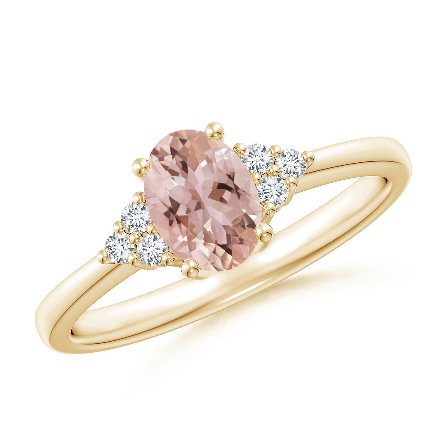 Angara natürlichen Solitär Oval Morganit Ring mit Diamant in 14K massivem Gold im Angebot 3
