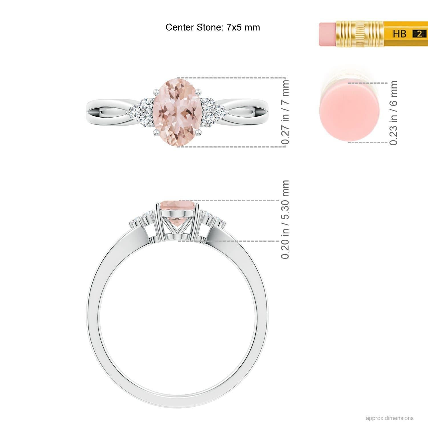 Angara natürlichen Solitär Oval Morganit Ring mit Diamanten in 14K massivem Gold im Angebot 1