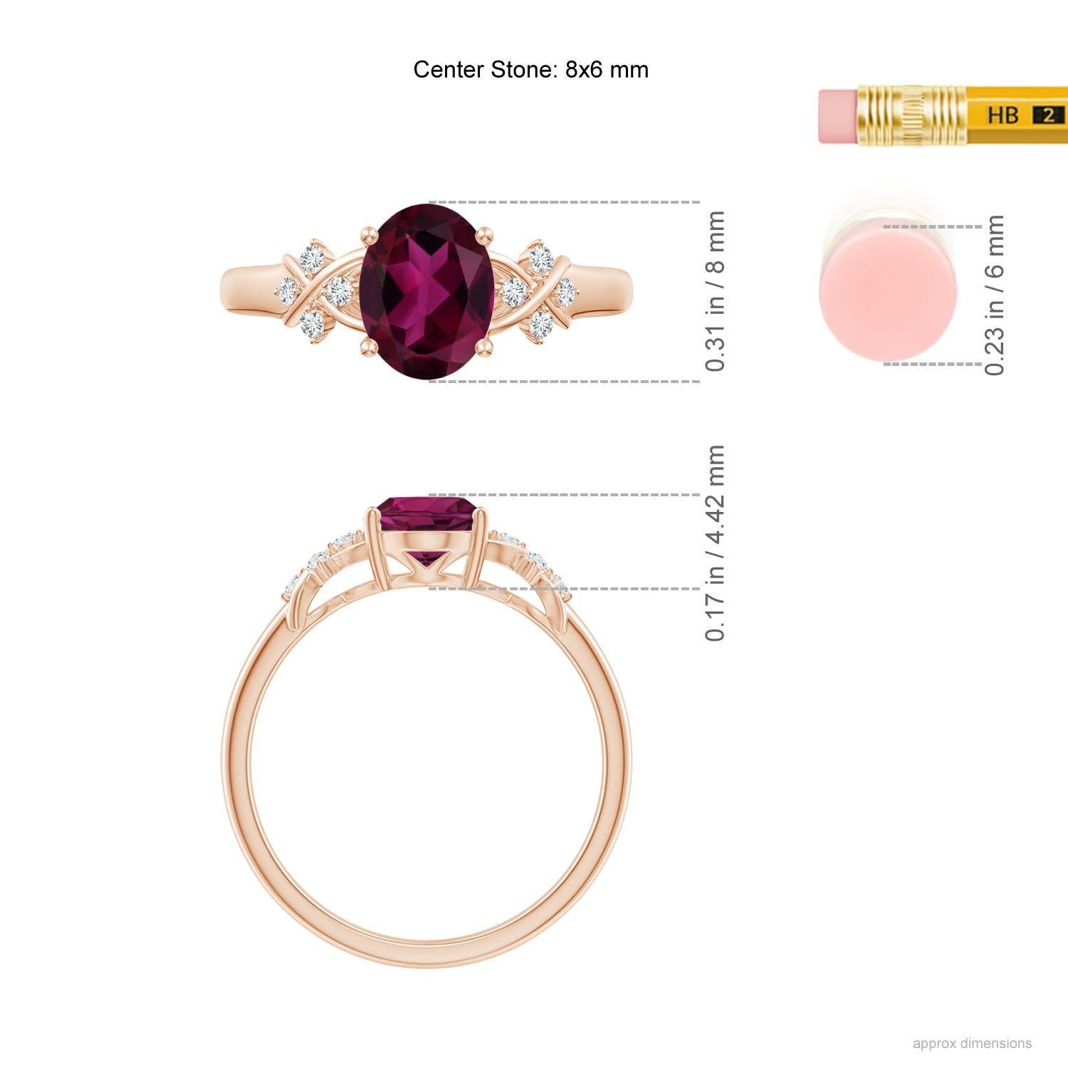 Angara natürlichen Solitär Oval Rhodolith Ring mit Diamanten in 14K massivem Gold im Zustand „Neu“ im Angebot in Los Angeles, CA