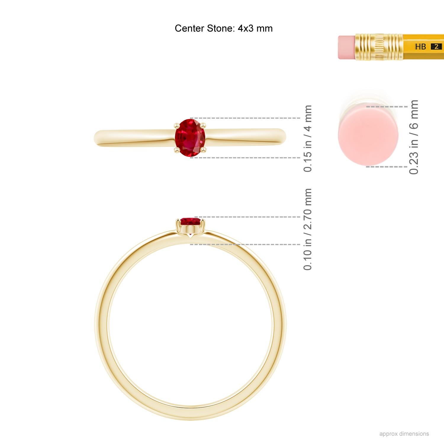 En vente :  ANGARA Bague solitaire ovale avec promesse en or jaune 14 carats et rubis de 0,20 carat 2