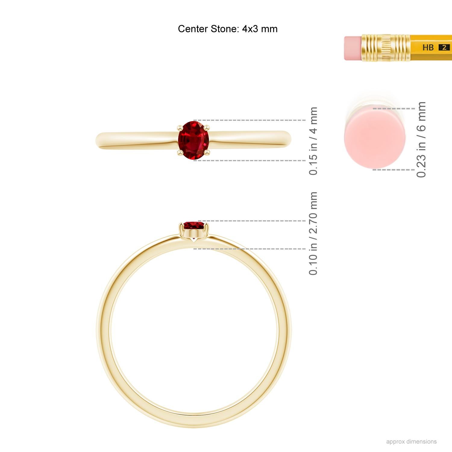 En vente :  ANGARA Bague solitaire ovale avec promesse en or jaune 14 carats et rubis de 0,20 carat 2
